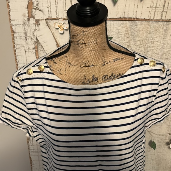 J.Crew Mariner cloth short-sleeve T-shirt with buttons in stripe L - Picture 3 of 7